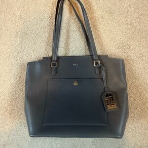 Ralph Lauren gray leather tote